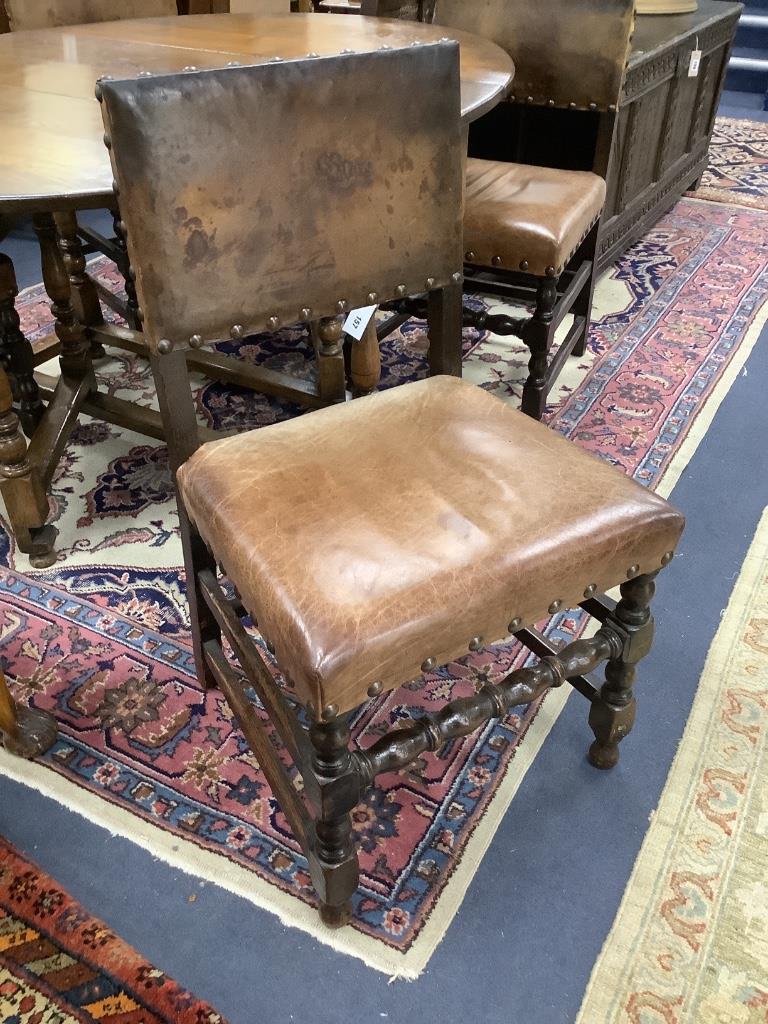 Four 1920's Carolean design dining chairs and a Flemish dining chair